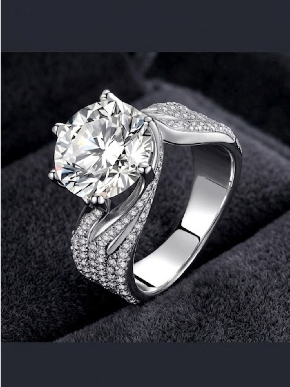 NWT 5ct (11mm) Moissanite Ring - White Gold Plated - S925 Sterling Silver Size 8